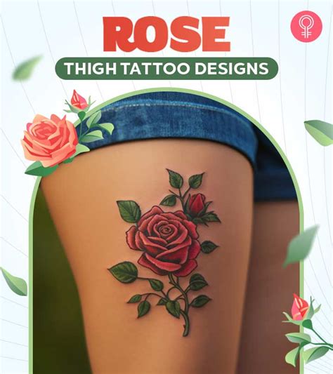 rose hip bum and thigh tattoos|50 Beautiful Rose Thigh Tattoo Designs